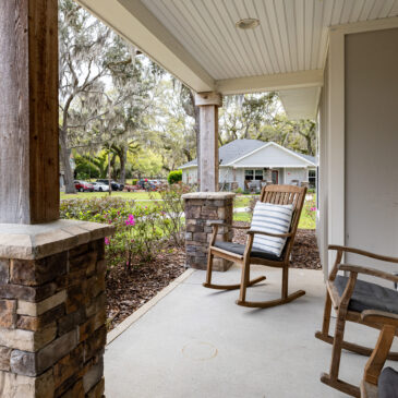 Rocking Chairs on a patio at the Guest House